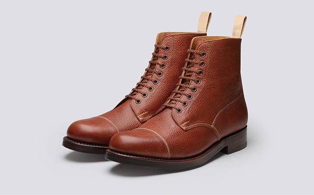 Grenson Shoe 3 Mens Boots in Cognac Grain Leather GRS110887
